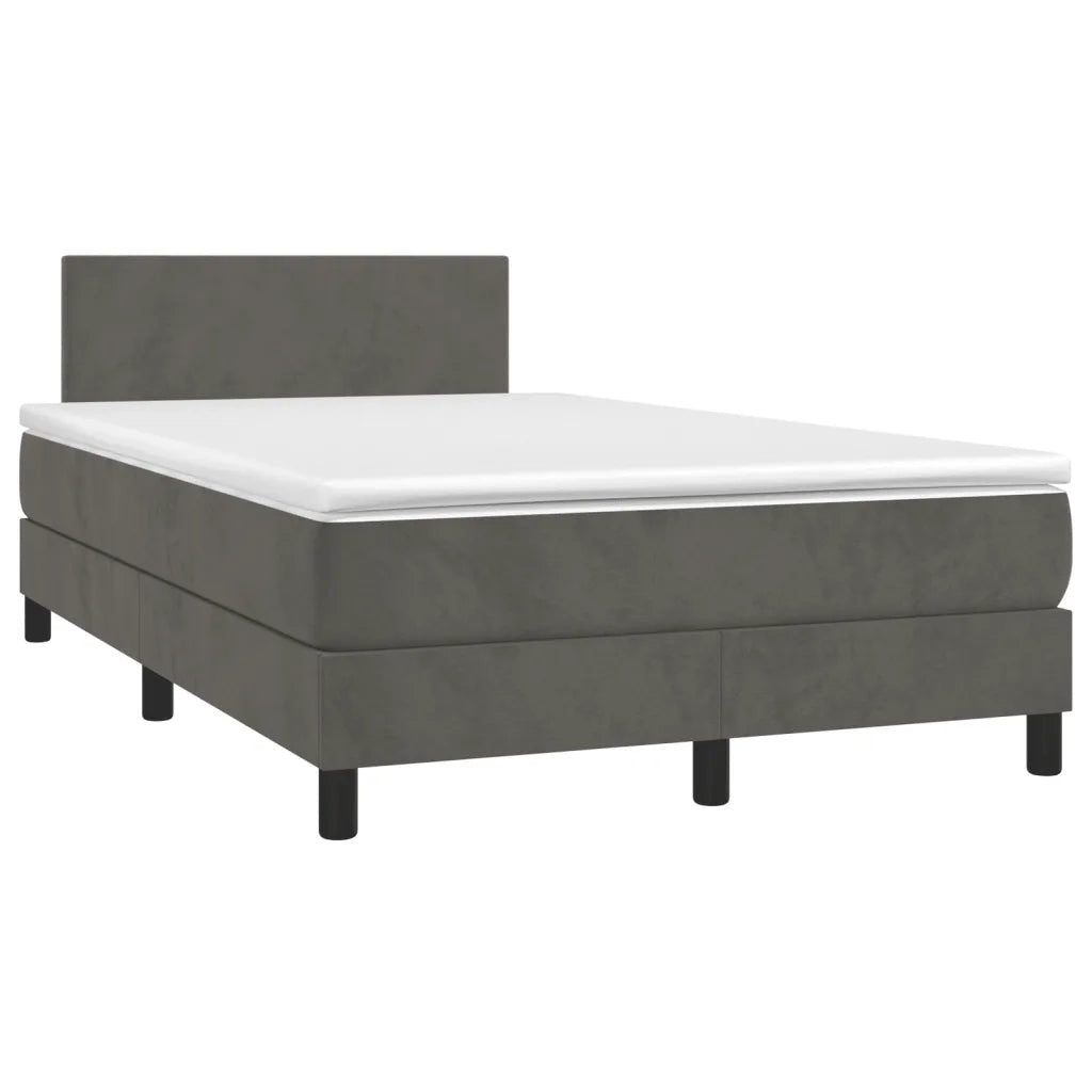 Giroletto a Molle con Materasso Grigio Scuro 120x200 cm Velluto 3141174