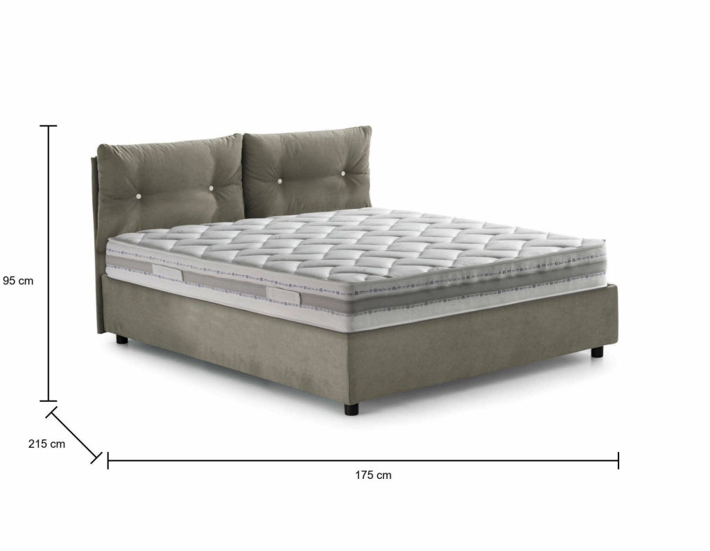 Letto Matrimoniale Calcite, Letto Matrimoniale Materasso Incluso Made in Italy, Grigio Tortora\
