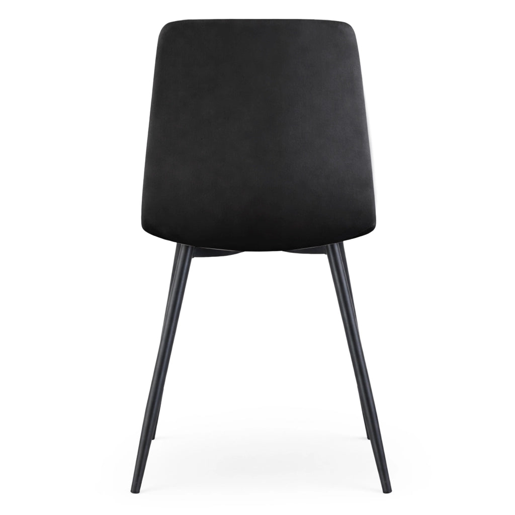 Set di 2 Sedie in velluto trapuntate LIVO Nero gambe nere
