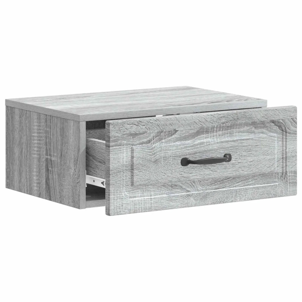 Set di 2 Comodini | Armadio da Notte | Mobiletto da notte a muro Grigio Sonoma 49 x 34,5 x 20 cm