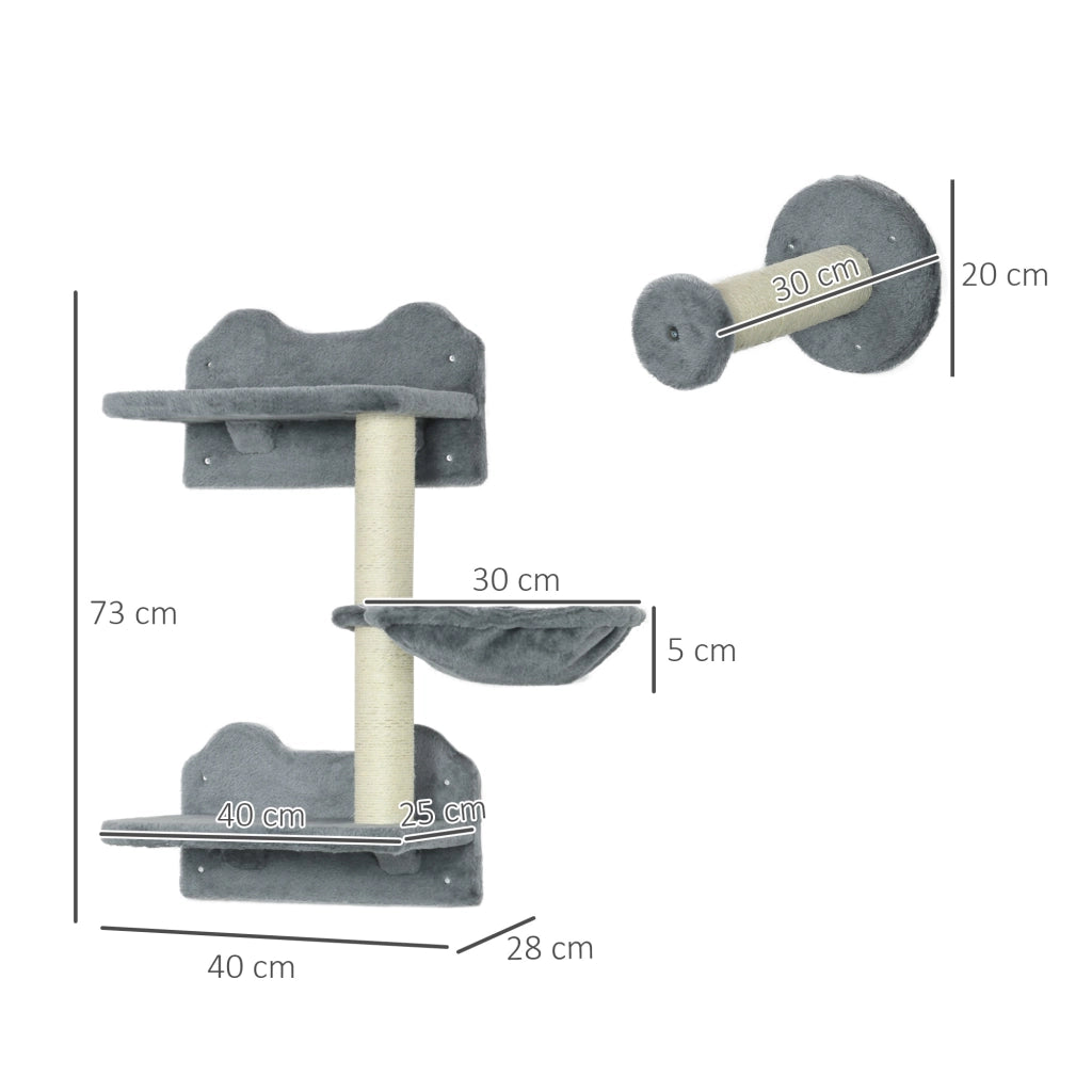 Set per gatti con arrampicata e amaca ¨C zephmum ¨C grigio+crema 40x28x73cm