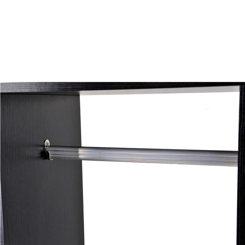ARMADIO GUARDAROBA A 5 RIPIANI CON RUOTE E BARRE APPENDIABITI 120X40X128CM NERO