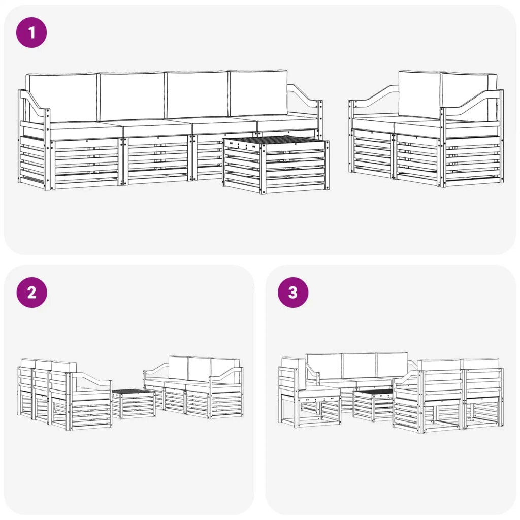 Set di divani da esterno 7 pcs Bianco e Antracite Poliestere