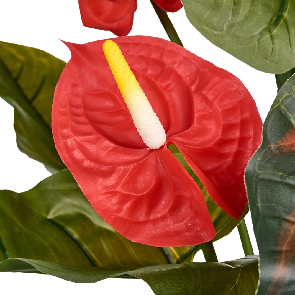 Pianta artificiale in vaso materiale sintetico verde 95 cm  Anthurium accessorio decorativo da interno