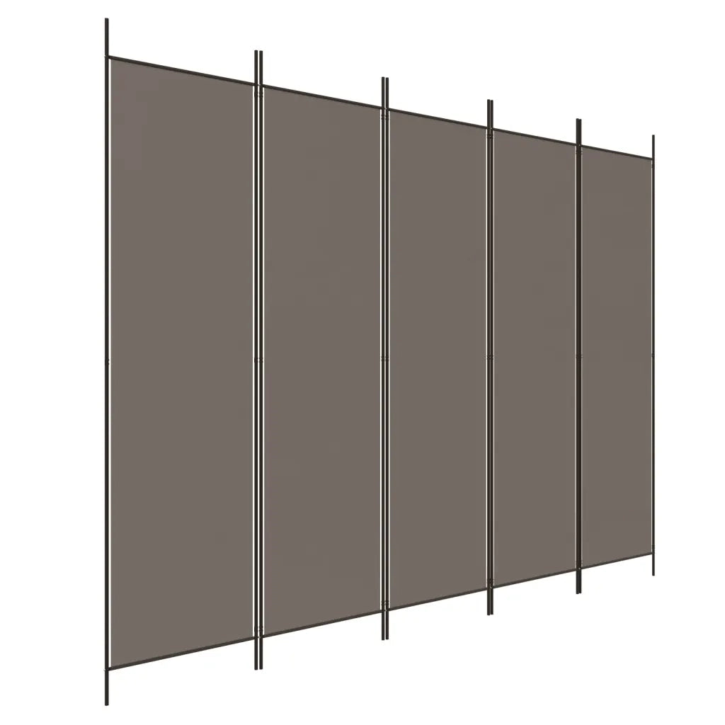 Divisorio a 5 Pannelli Antracite 250x220 cm Tessuto 350204