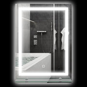 Specchio Bagno a Parete Cornice Luce LED a 3 Colori Mensola in Vetro 50x12x70 cm