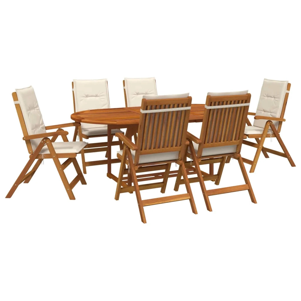 Set da pranzo da esterno con ombrellone 8 pz Bianco Crema 3438546