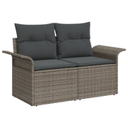Set da Divano da Giardino in 10 Pezzi con Cuscini Grigio Poly Rattan