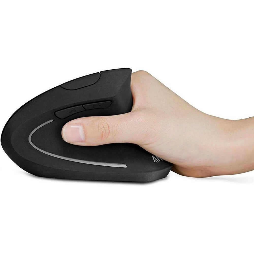 Trade Shop - Mouse Verticale Wireless Senza Fili Impugnatura Verticale Design Ergonomico Nero -