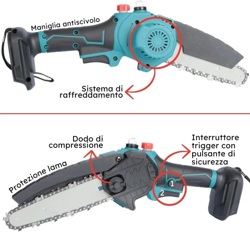 Mini Motosega a Batteria 6 Pollici per Potatura e giardino Giardinaggio