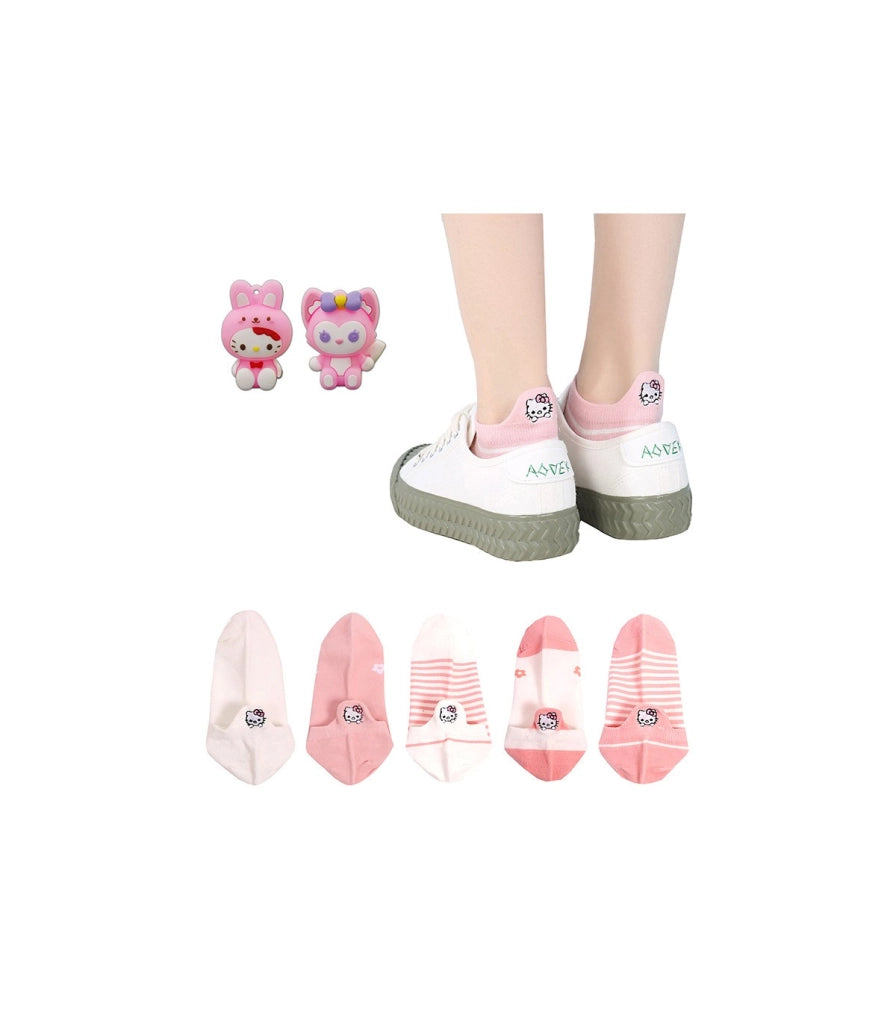 Calzini Bassi in Cotone con Gatti Ricamati | Gattini sul Tallone | Taglia Unica 35–40 EU