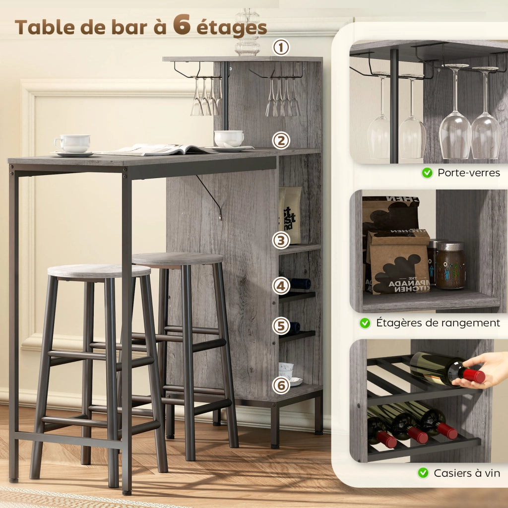 Tavolo da bar con sgabelli ¨C zephmum ¨C legno naturale