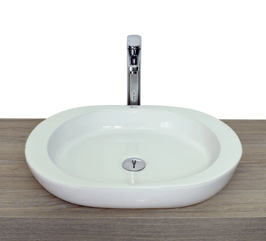 Lavabo da appoggio senza troppo pieno 59x42x9,5cm Bianco Mues Smail