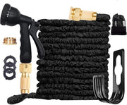 100m Tubo per Giardino con Sparatore - Tubo Flessibile e Estensibile - 1 pezzo - Nero
