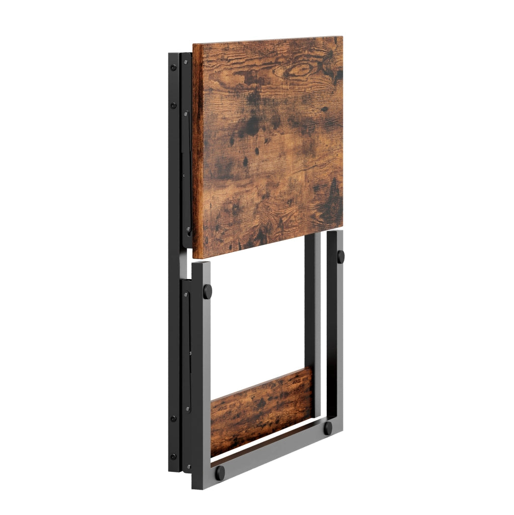 Tavolino a C pieghevole 60x37x71 cm marrone rustico; MDF e metallo