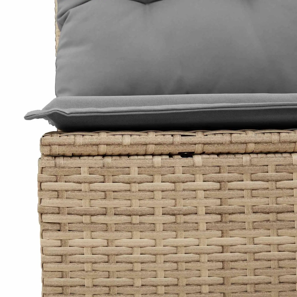 Panchina da giardino con cuscino Beige e grigio polyrattan