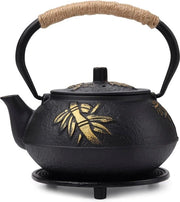 Teapot in stile giapponese con filtro rimovibile 09 litri teapot a tazza di bambù nero