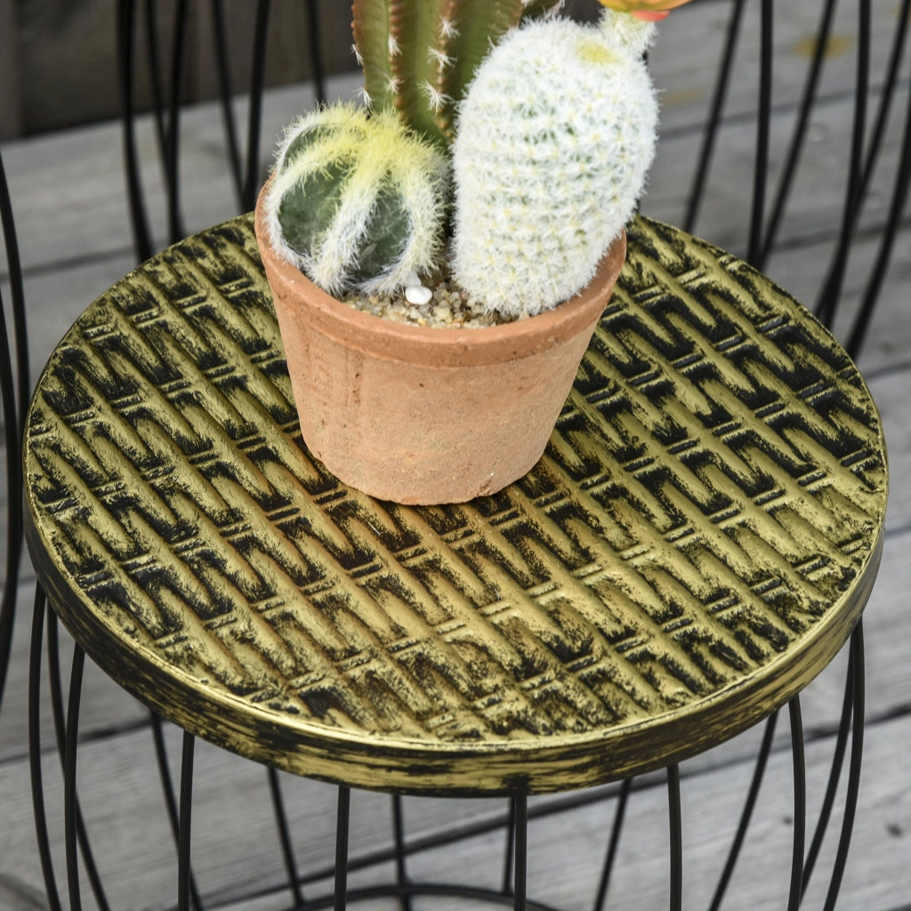 EasyComfort Set da Giardino Esterno, 3 Tavolini da Balcone Impilabili, Arredamento da Giardino Stile Industriale in Metallo Nero