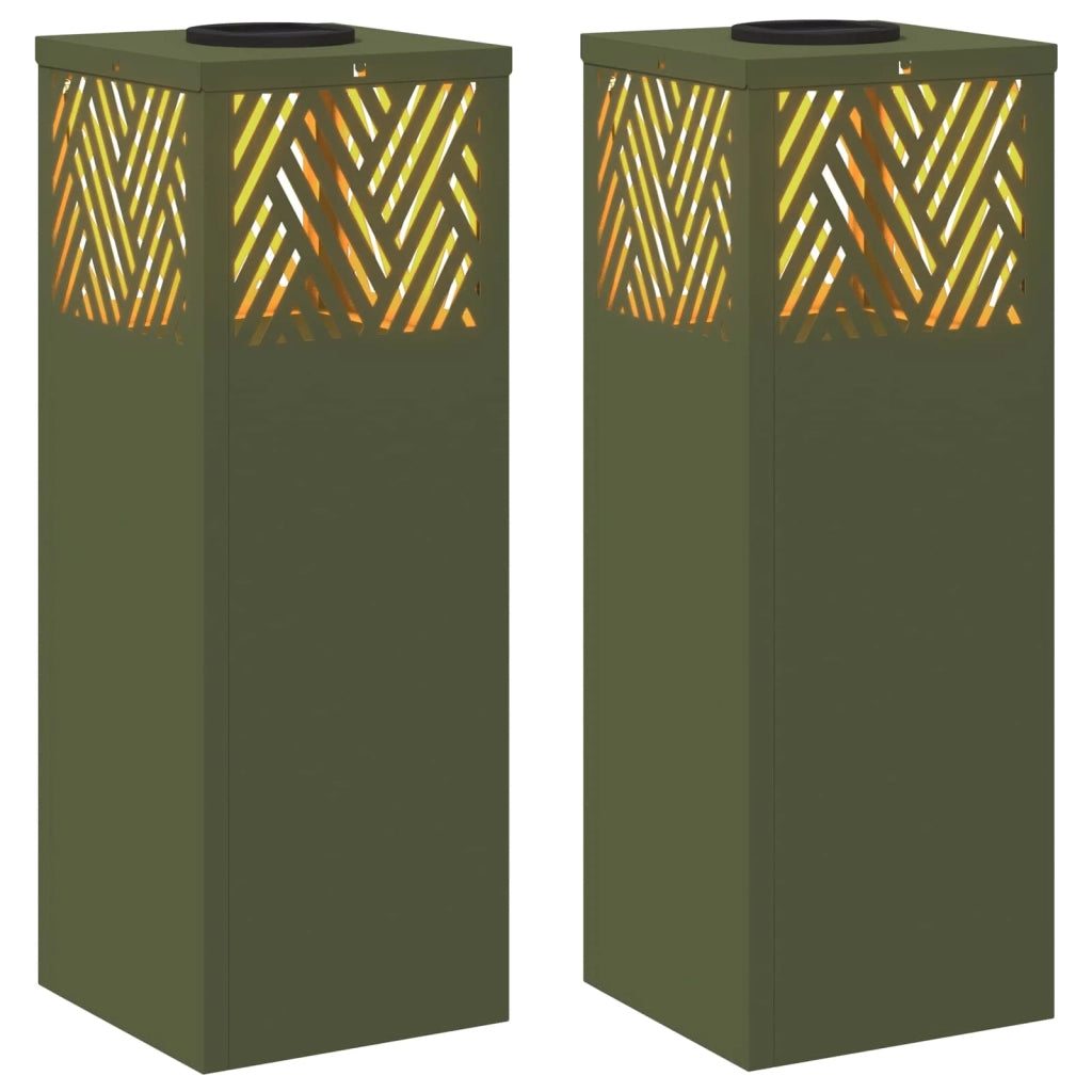 Faro LED solare per sentieri 2 pz Verde oliva CFW1729529
