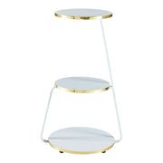 Tavolino laterale a 3 ripiani 74 x 46 x 37 cm bianco / oro 03_0008645