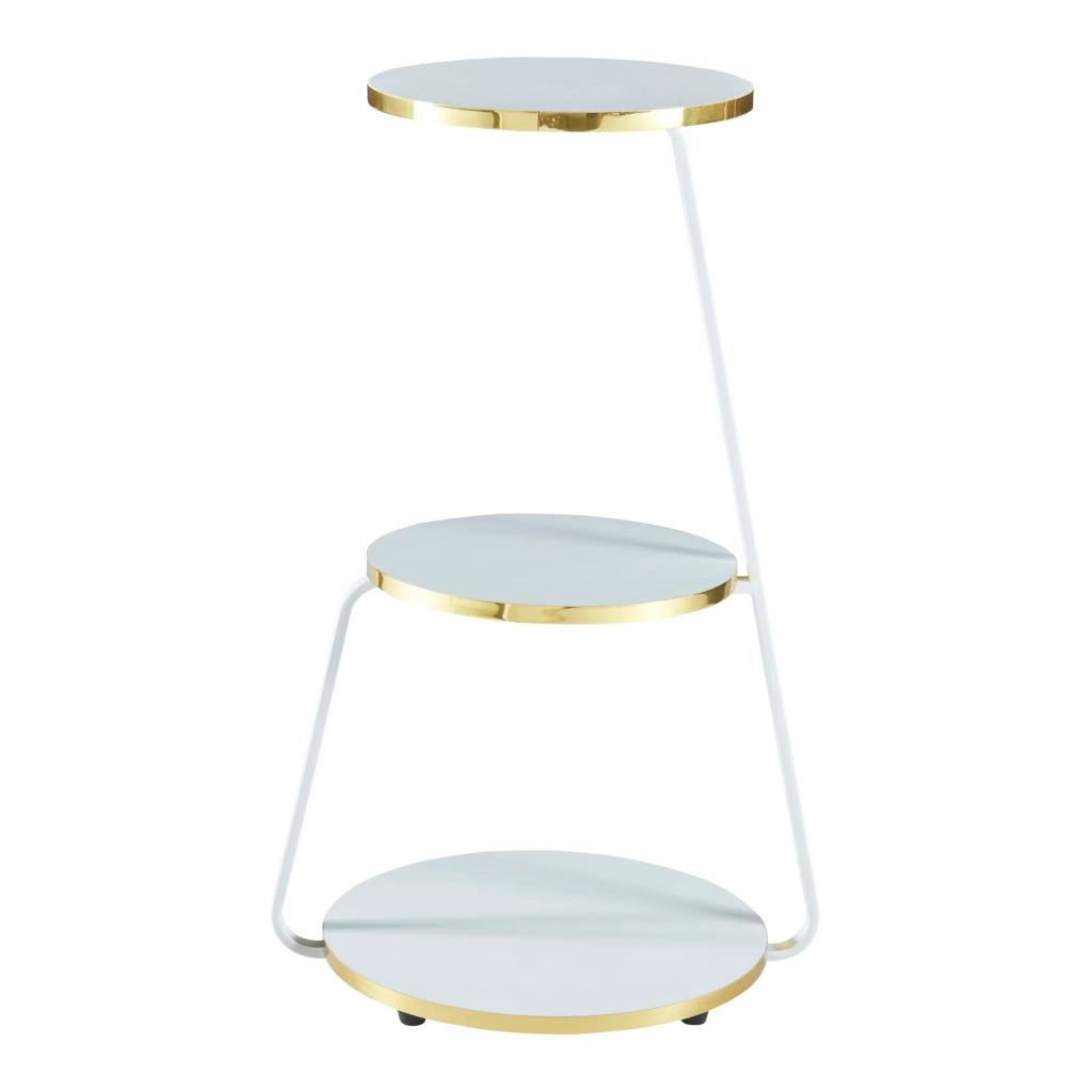 Tavolino laterale a 3 ripiani 74 x 46 x 37 cm bianco / oro 03_0008645