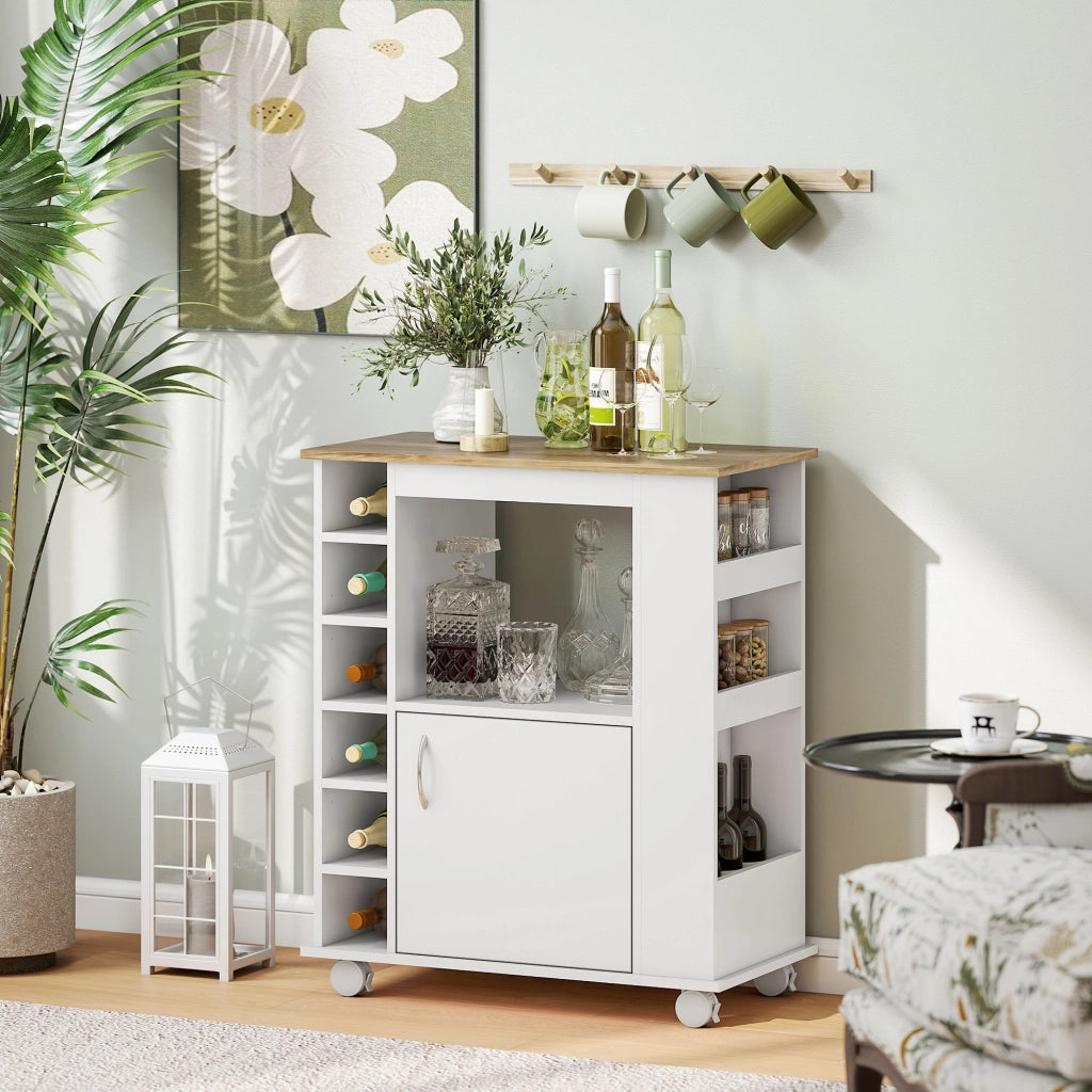 Carrello da Cucina con Armadietto e Ripiani Regolabili ¨C Minimal ¨C 75x39.5x88 cm Bianco