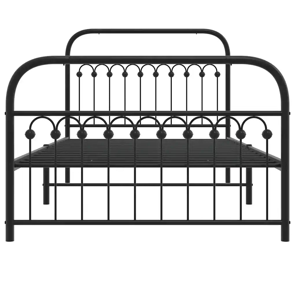 Giroletto con Testiera e Pediera Metallo Nero 107x203 cm
