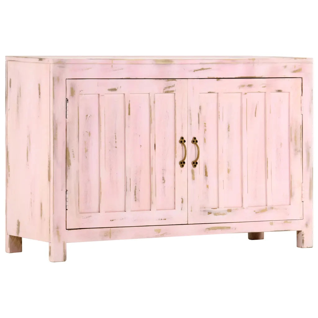Credenza Rosa Chiaro 110x35x70 cm in Legno Massello di Mango 247764