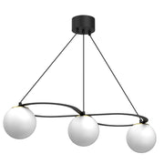 Lampadario Ballo Luminex nero, 3 sfere vetro bianche E27