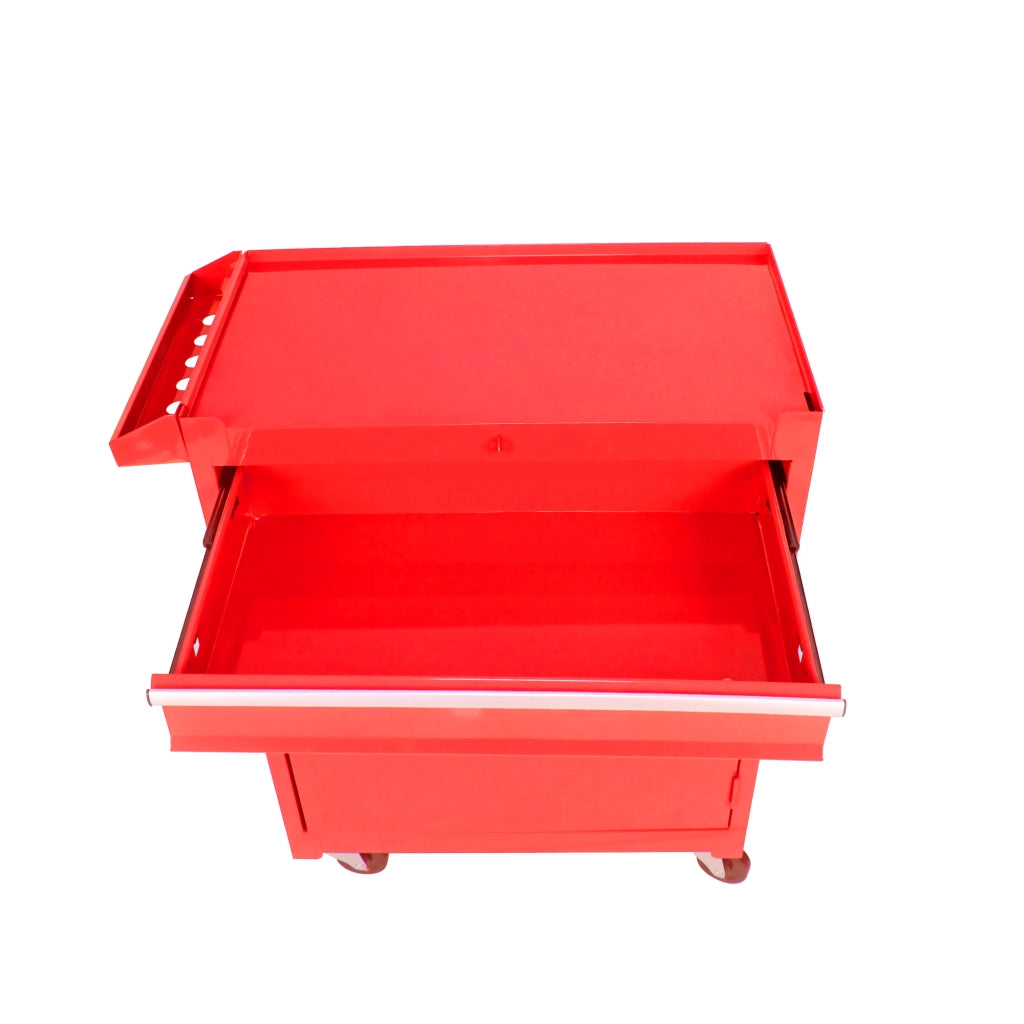 Mobile contenitore in acciaio con 5 cassetti; ripiano regolabile e ruote per garage e officina; rosso; 56.5×32.5×68 cm
