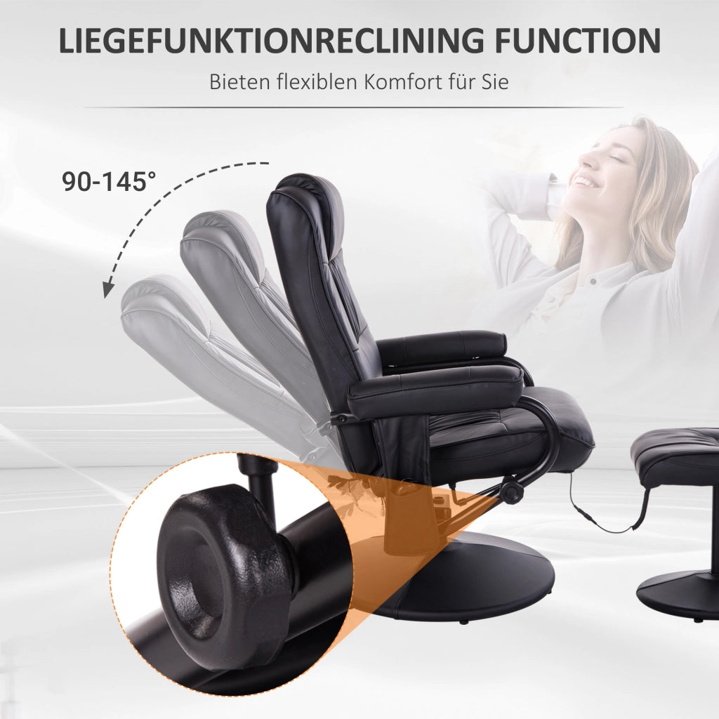Poltrona Relax Massaggiante Girevole con Poggiapiedi ¨C Zephmum ¨C Tessuto Similpelle Nero