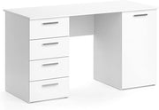 Scrivania Nico, Bianco, 137 x 60 cm, adatto come postazione di lavoro e combinabile con sistemi di scaffalature