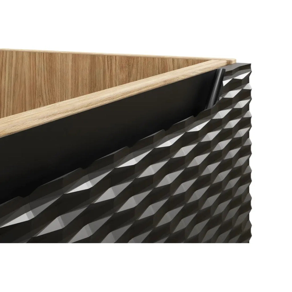 Mobile sottolavabo YOKA - Rovere chiaro e nero - L60 × P46 × H57 cm - Da appendere