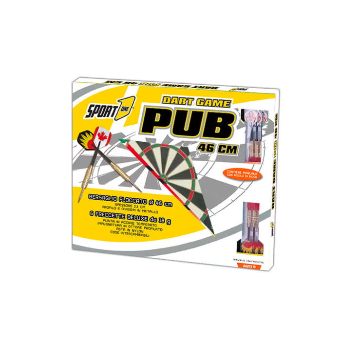 Bersaglio Floccato Ø46x2,5 cm con 6 Freccette Punta in Metallo Multicolore