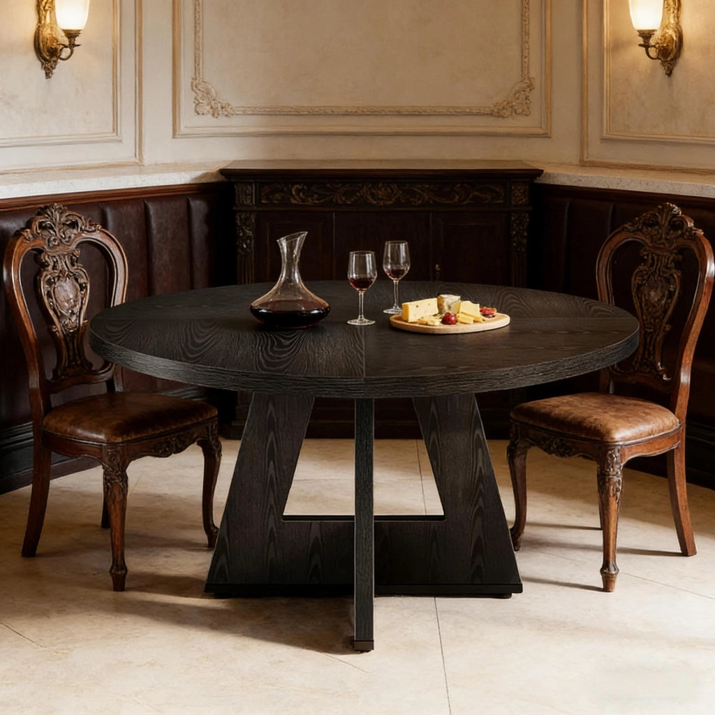 TAVOLO da pranzo rotondo 120 cm in legno ingegnerizzato nero, solo tavolo