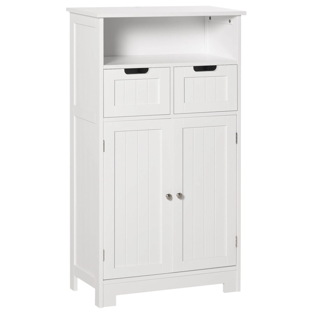 Mobiletto da Bagno 2 Ante 2 Cassetti 60x30x108,8 cm in MDF Bianco