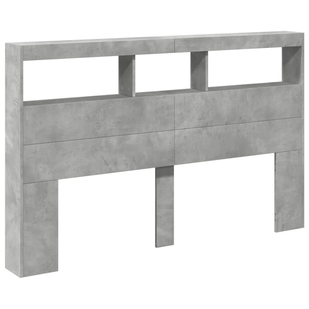Testiera | Testata con Contenitore a LED Grigio Cemento 160x17x102 cm