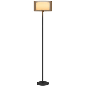 Lampada da Terra Design Moderno con Doppio Paralume Attacco E27 e Interruttore a Pedale in Metallo Ø33 x 152.5 cm Nero