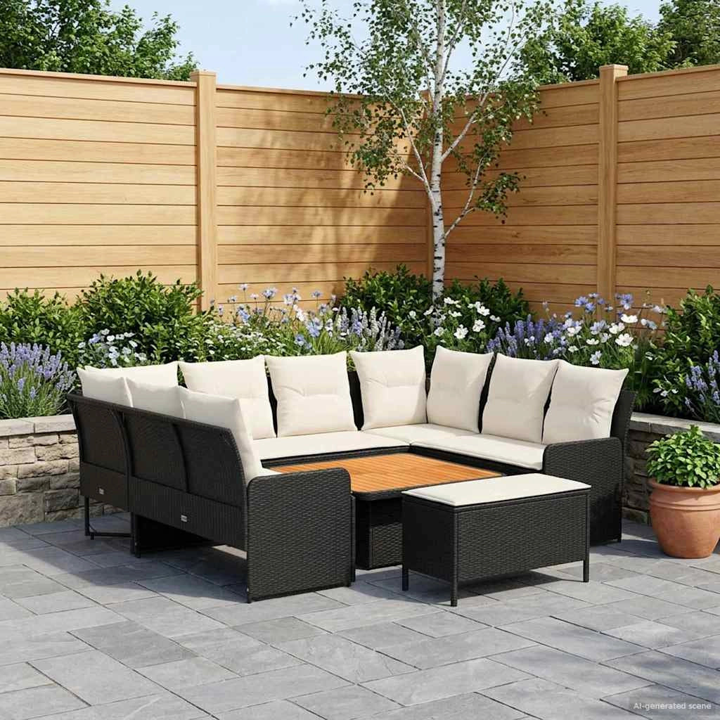 Set di Mobili 7 pz Nero e Crema Rattan in PE 3422189