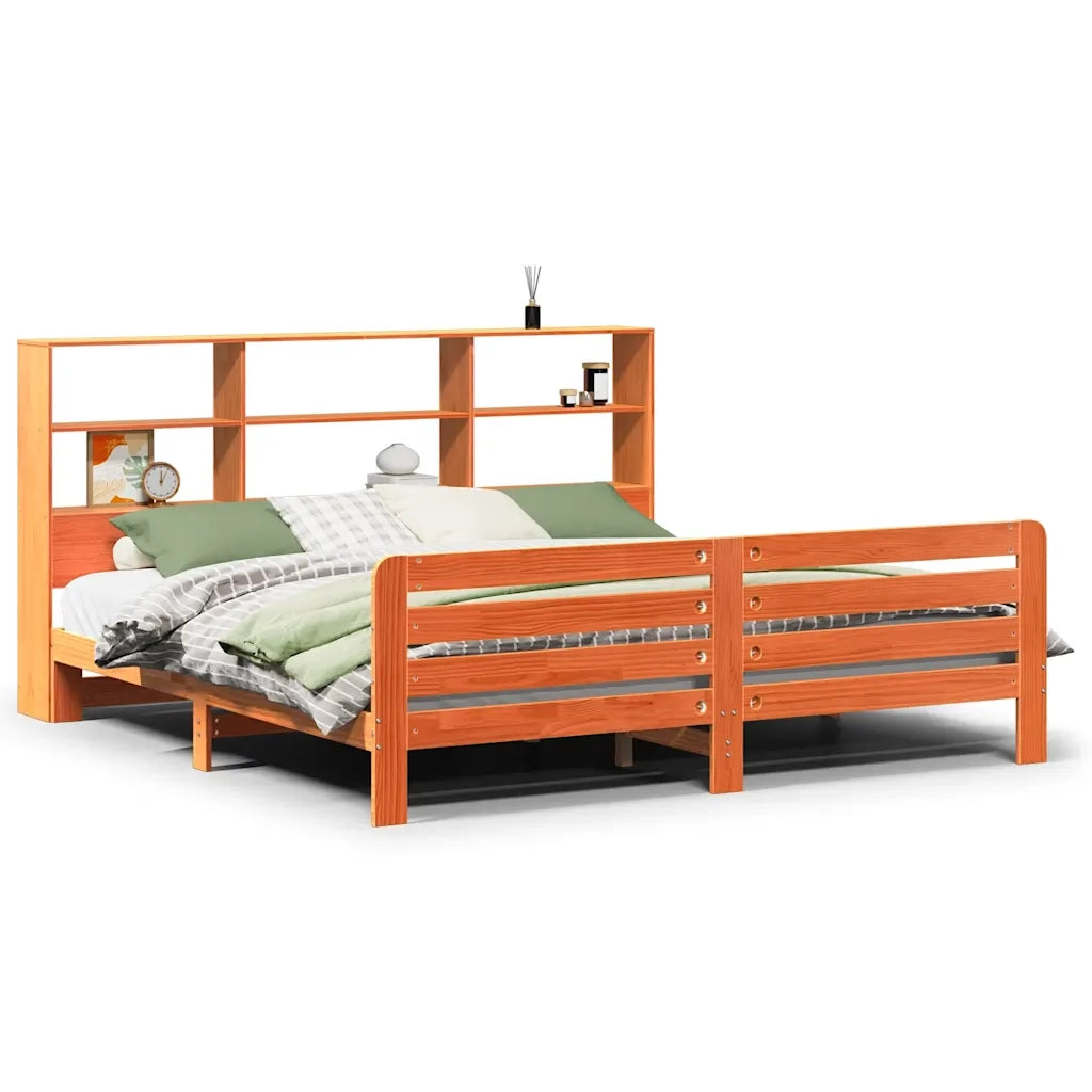 vidaXL Giroletto senza Materasso Marrone Cera 200x200 cm Legno di Pino
