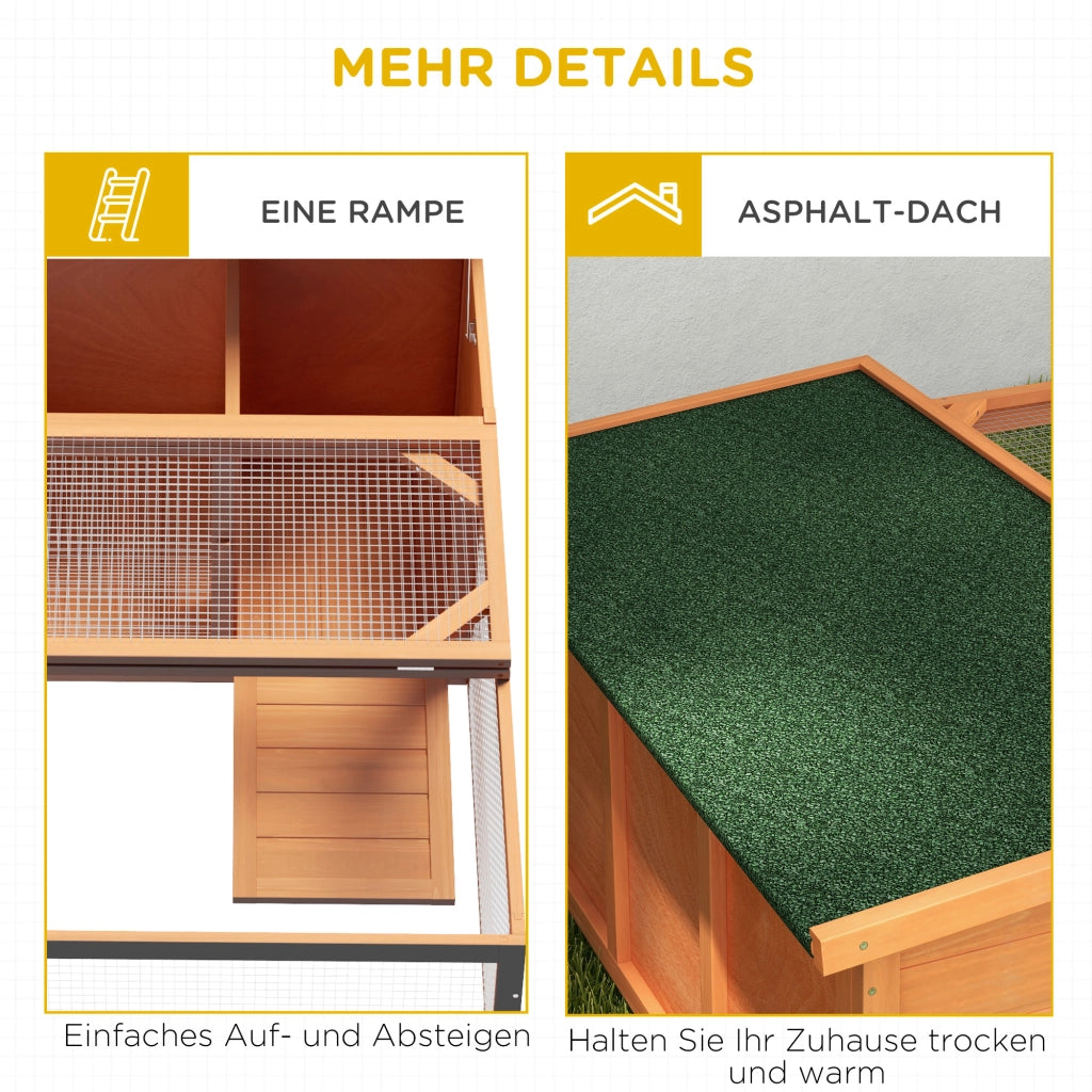 Casetta da giardino con recinto, tetto in asfalto resistente all'acqua, legno di abete arancione 125,5 × 100 × 49 cm