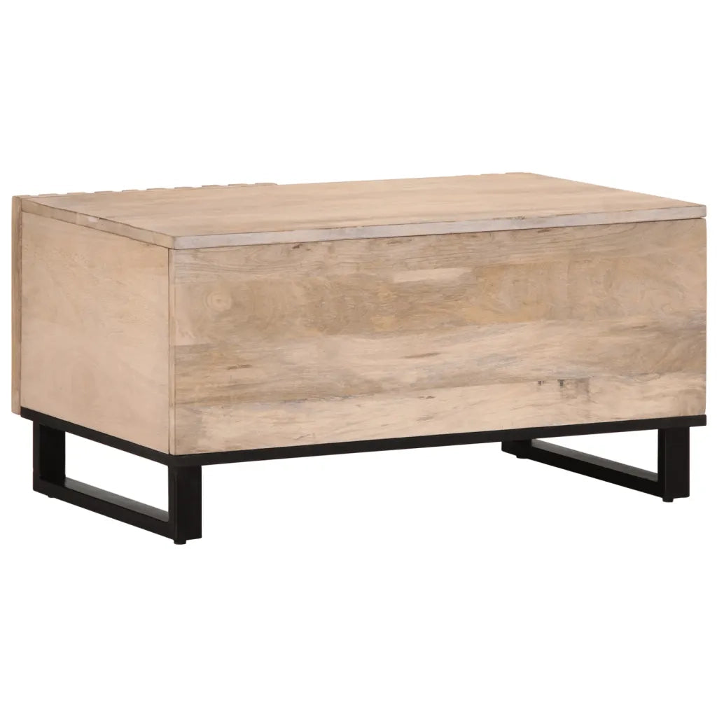 Tavolino da Salotto Bianco 80x51x40 cm Legno Massello di Mango 377464
