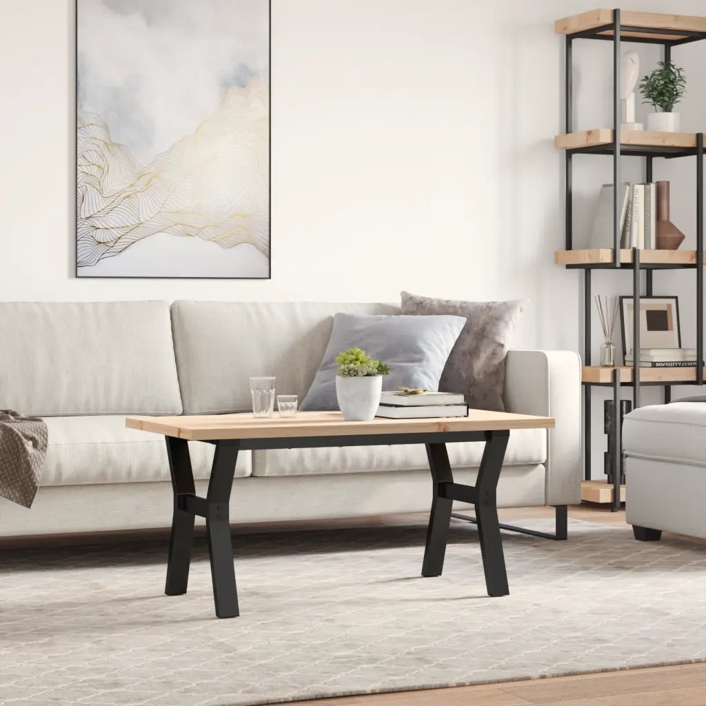 Tavolino salotto | Tavolino da caff¨¨ | Tavolino da Soggiorno Telaio a Y 100x50x45,5 cm Legno Pino e Acciaio