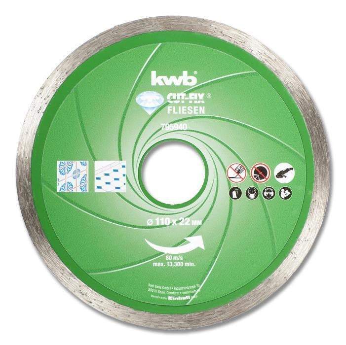 KWB 7959-40 Cut-Fix Disco Diamantato Continuo per Piastrelle e Travertino 110x22 mm