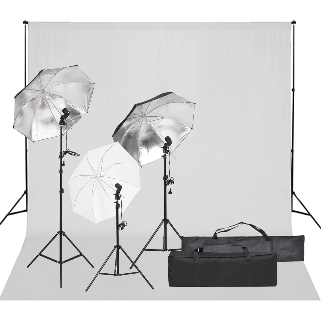 Kit per studio fotografico con illuminazione e fondale nero 02_0042431