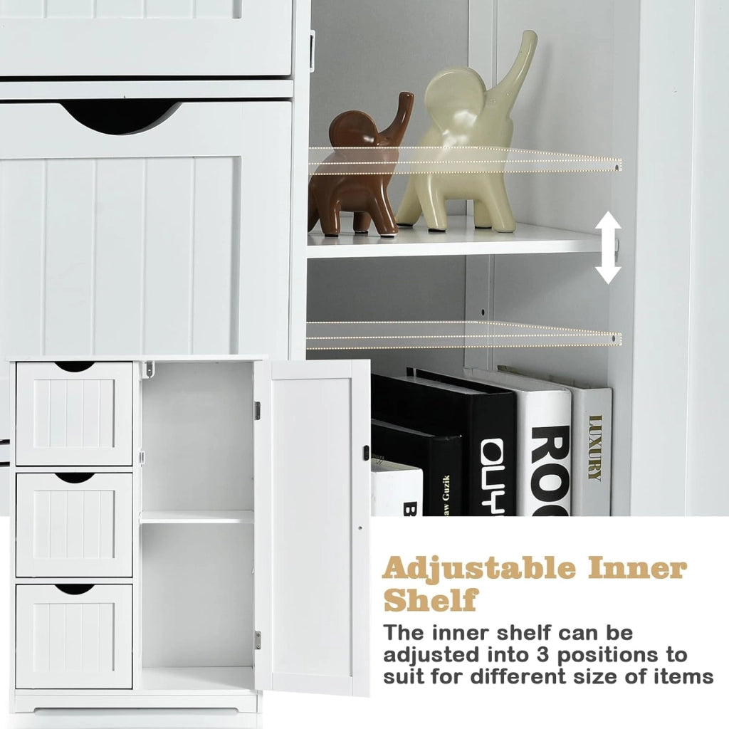 Mobile da Bagno, Armadio Autoportante,Mobile da Bagno Armadietto da Terra Mobiletto con Cassetto, Mobiletto da Cucina Soggiorno Salvaspazio, 60x30x81 cm,3 Colori (Bianco)