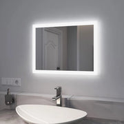 Specchio da bagno illuminato LED 45x60 cm con interruttore a pulsante e anti-condensazione