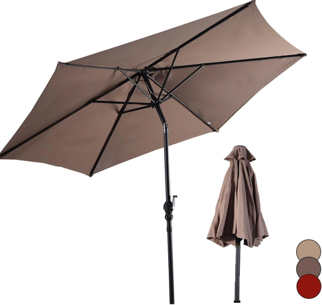 Ombrellone da Giardino Ø270cm, Ombrellone Inclinabile e Portatile, Anti UV e Antivento, Ombrellone da Esterno con 8 Ossa e Manovella, Ombrellone da Balcone, Mercato, Spiaggia