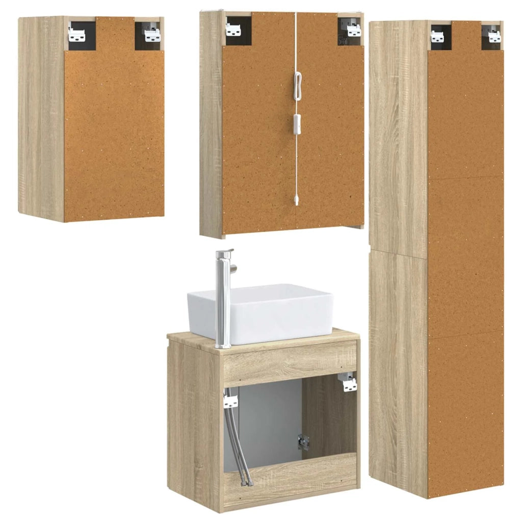Set di Armadi da Bagno 5 pcs Rovere Sonoma 53 x 15,5 x 70 cm 3407329
