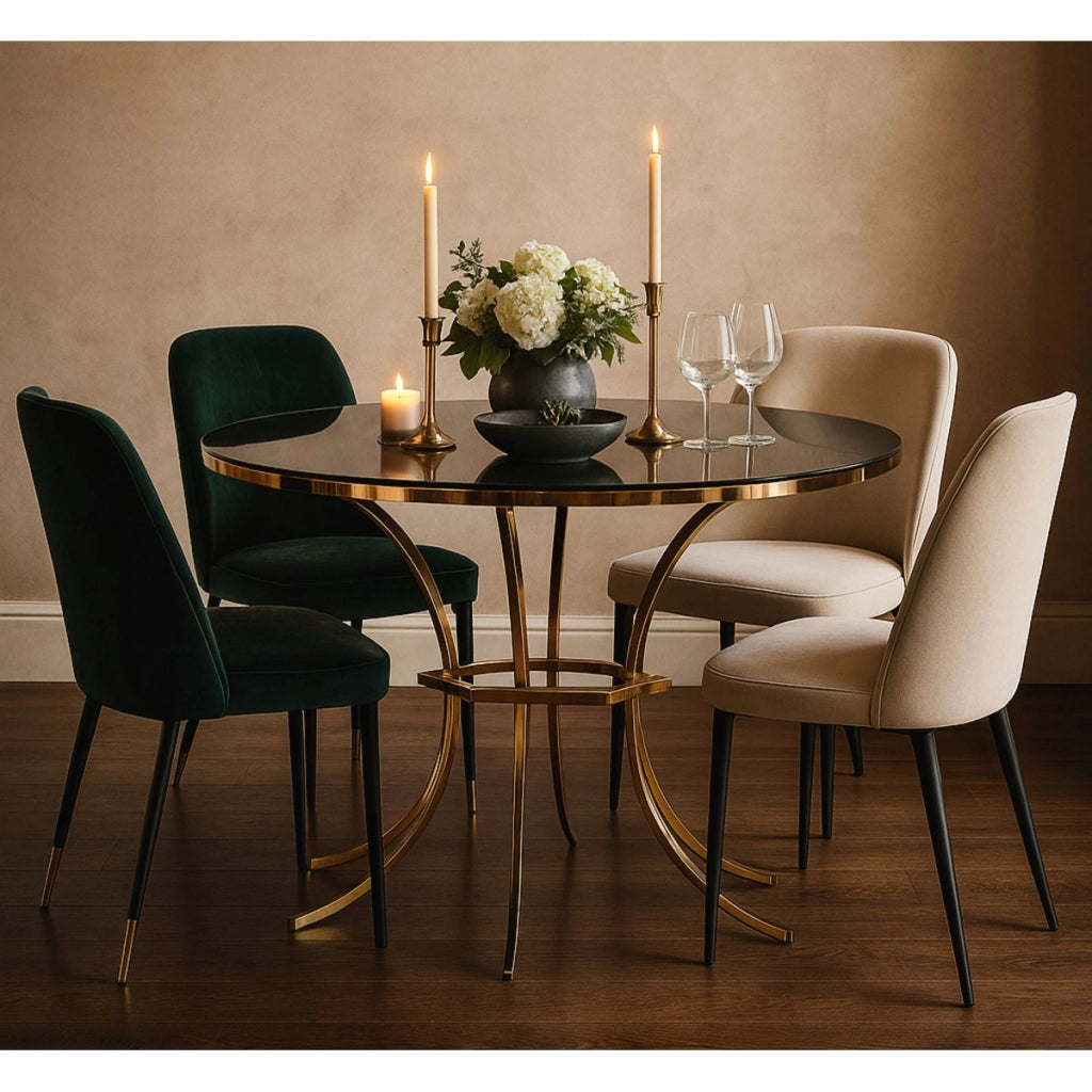 Tavolo VKH877, Oro, Vetro, 100x100x80 cm